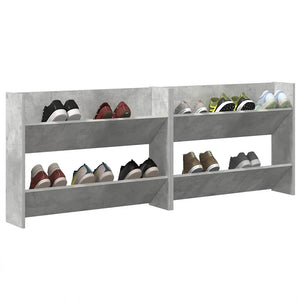Wand-Schuhschrank Betongrau, 2er Set