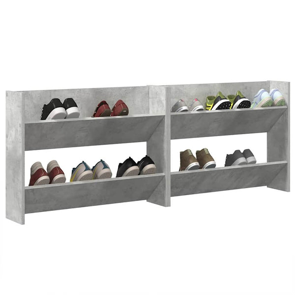 Wand-Schuhschrank Betongrau, 2er Set