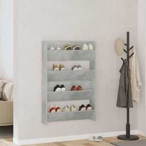 Wand-Schuhschrank Betongrau, 2er Set