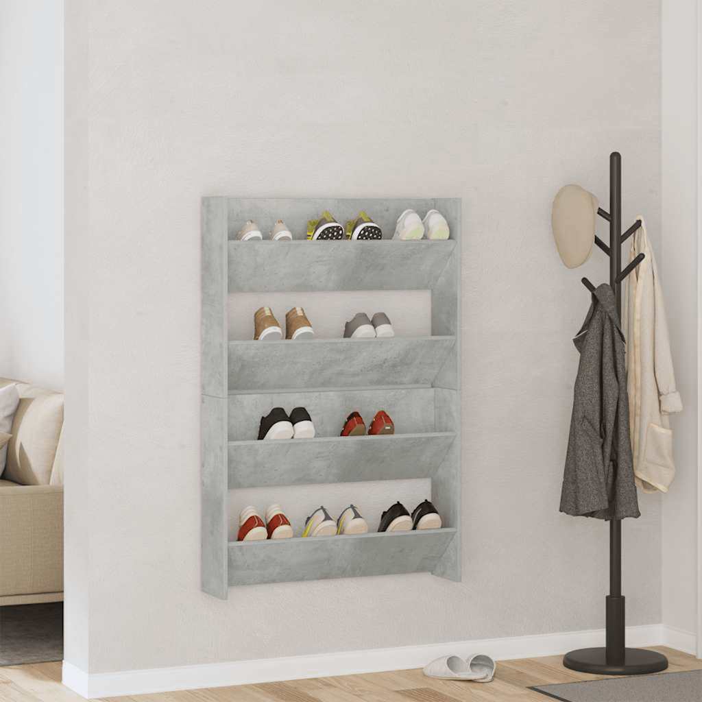 Wand-Schuhschrank Betongrau, 2er Set