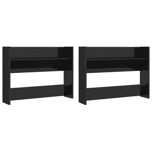 Wand Schuhschrank Schwarz Hochglanz, 2er Set