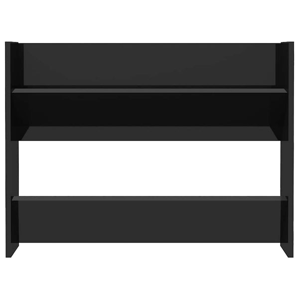 Wand Schuhschrank Schwarz Hochglanz, 2er Set