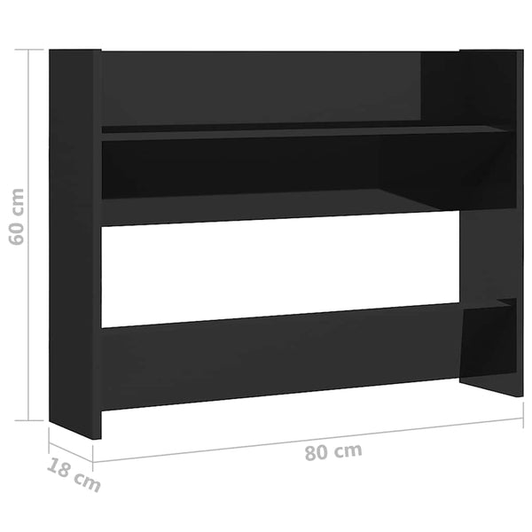 Wand Schuhschrank Schwarz Hochglanz, 2er Set
