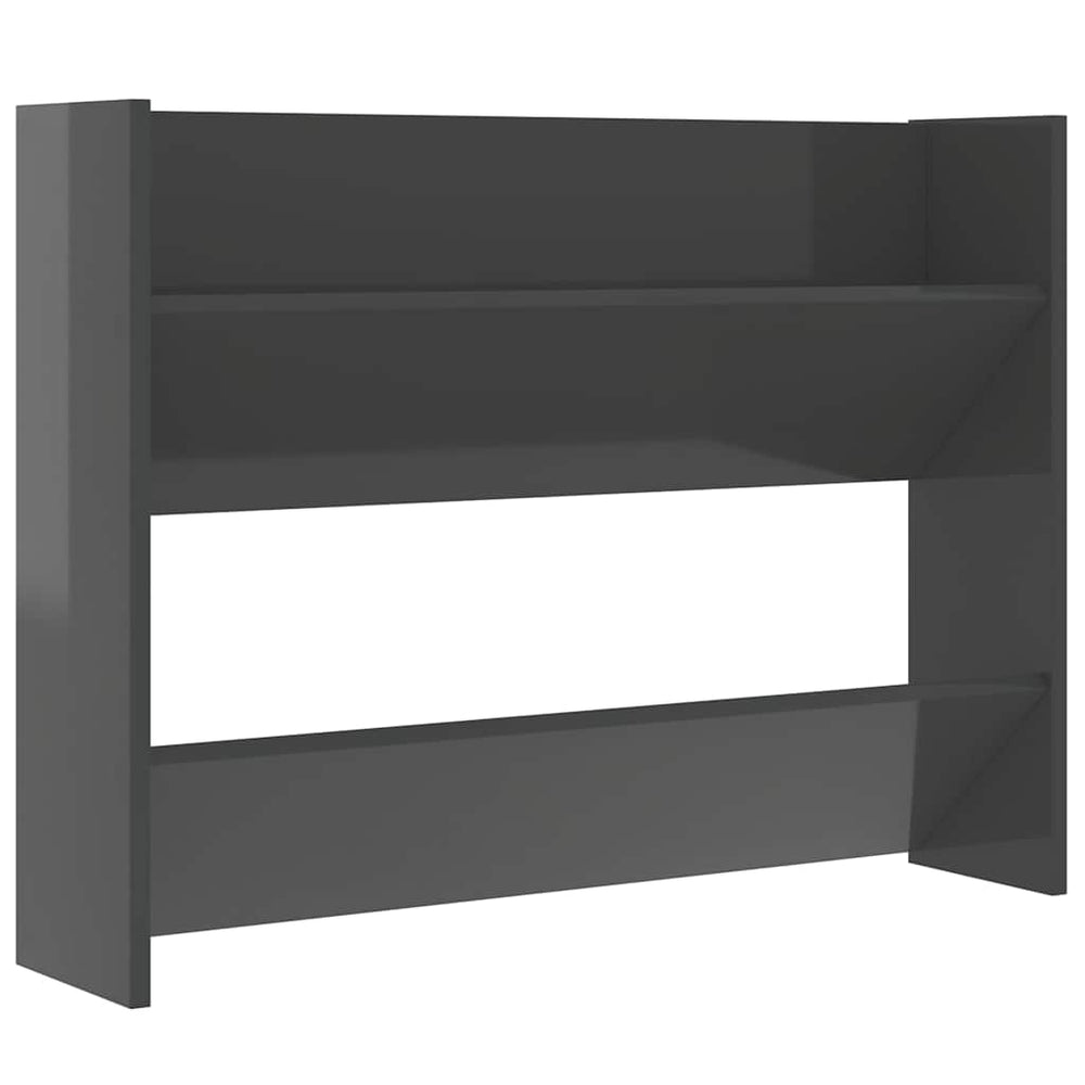 vidaXL Wall-Mounted Shoe Cabinet High Gloss Grey 80x18x60 cm Engineered Wood