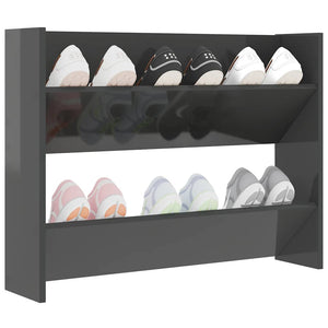 vidaXL Meuble à chaussures mural gris brillant 80x18x60 cm bois d'ingénierie