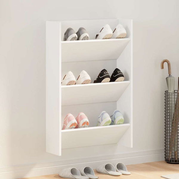 Wand Schuhschrank Weiß Holz 60x90cm