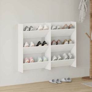 Wand Schuhschrank Set, Weiß, 2er