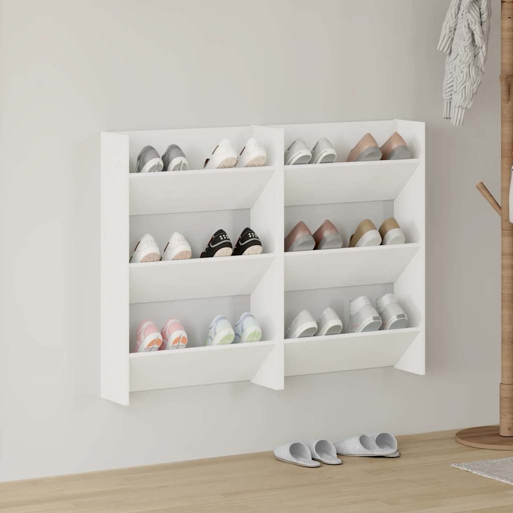 Wand Schuhschrank Set, Weiß, 2er