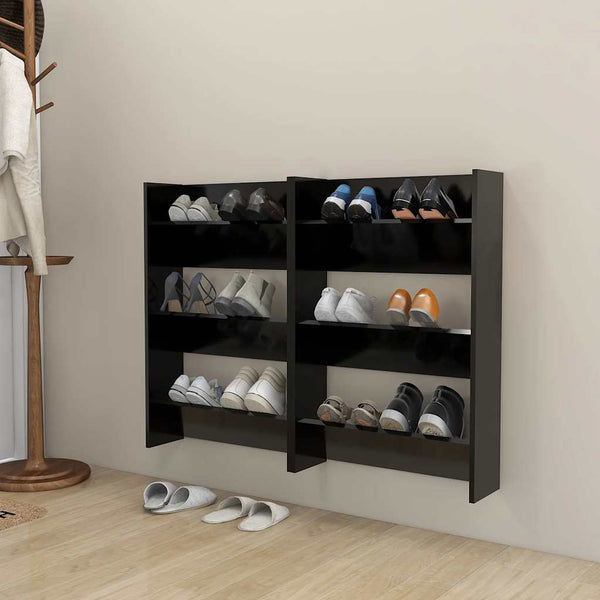 Wand Schuhschrank Set, Schwarz, 2er