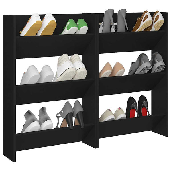 Wand Schuhschrank Set, Schwarz, 2er