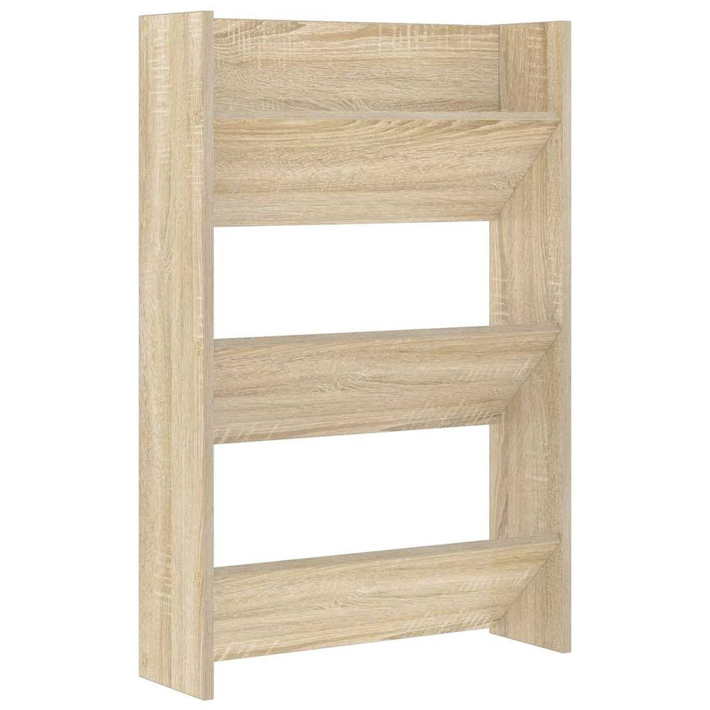 vidaXL Wall-Mounted Shoe Cabinet Sonoma Oak 60x18x90 cm Engineered Wood