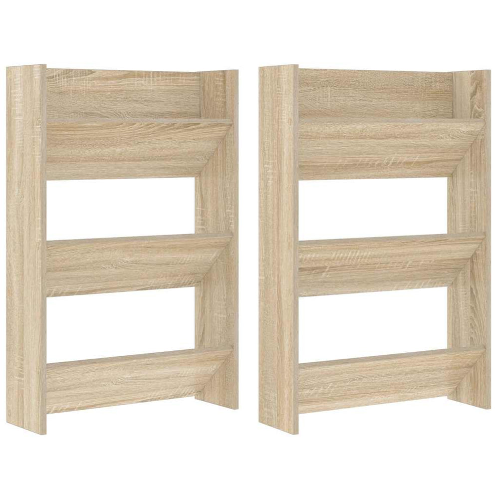 vidaXL Wall-mounted Shoe Cabinets 2 pcs Sonoma Oak 60x18x90 cm Engineered Wood