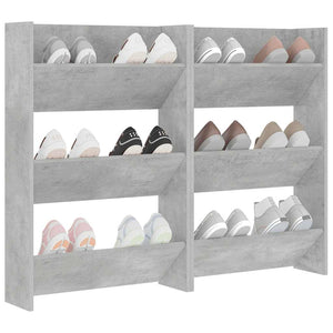 Wand-Schuhschränke, Betongrau, 2er Set