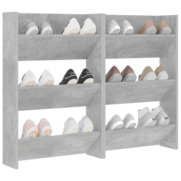 Wand-Schuhschränke, Betongrau, 2er Set