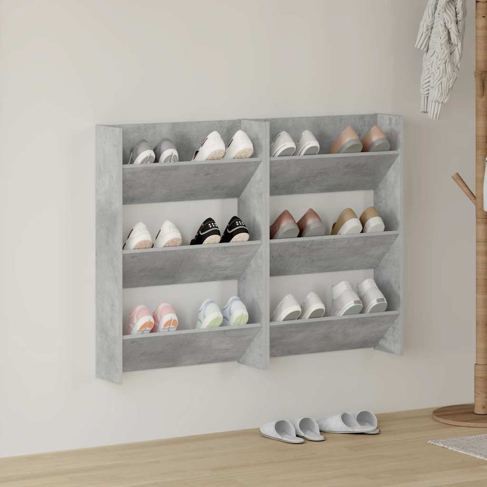 Wand-Schuhschränke, Betongrau, 2er Set