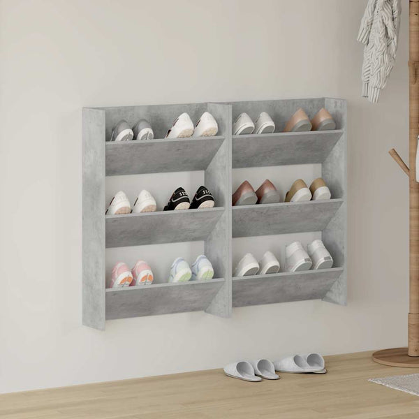 Wand-Schuhschränke, Betongrau, 2er Set