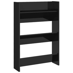 vidaXL Armoire à chaussures murale noir brillant 60x18x90 cm Aggloméré