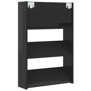 Wand Schuhschrank Schwarz Hochglanz, 2er Set