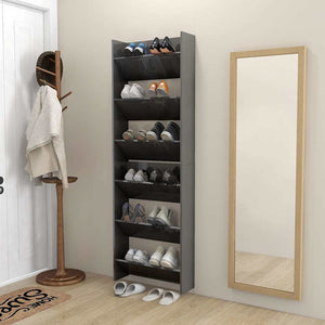 Wand-Schuhschränke Grau Hochglanz, 2er Set
