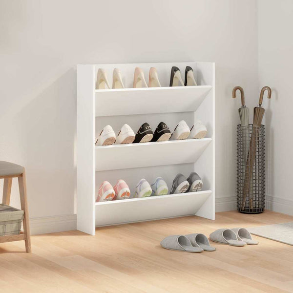 vidaXL Meuble à chaussures mural Blanc 80x18x90 cm Bois d'ingénierie