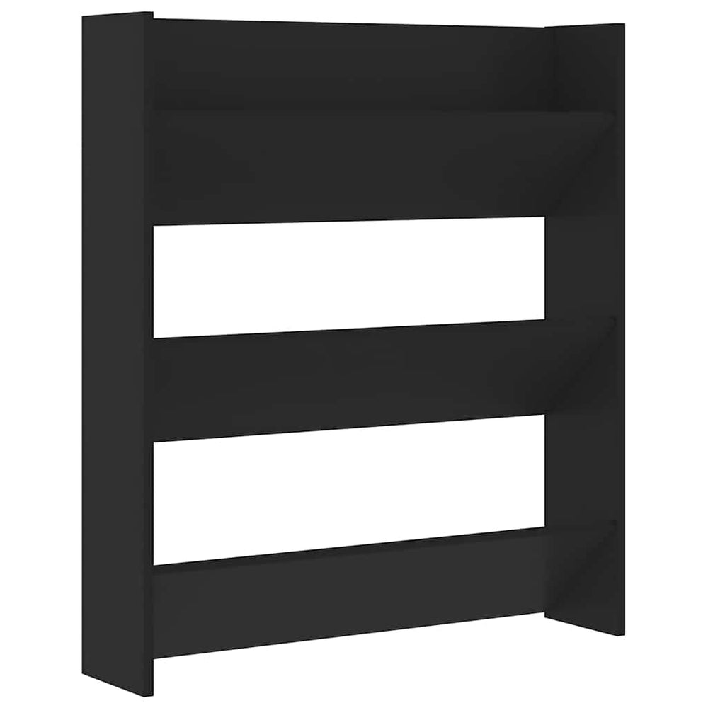 vidaXL Wall-mounted Shoe Cabinet Black 80x18x90 cm Engineered Wood