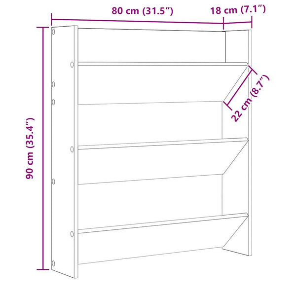 Wand Schuhschrank Schwarz 80x90 cm