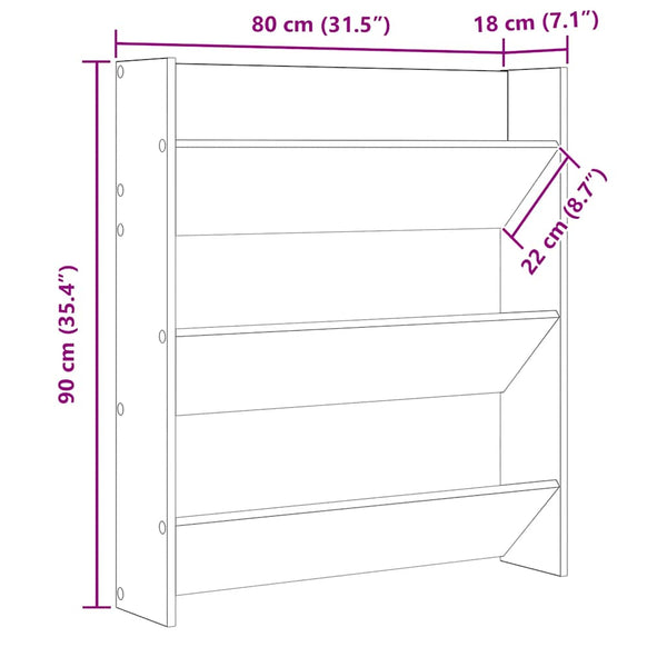 Wand Schuhschrank Sonoma Eiche 80x90 cm