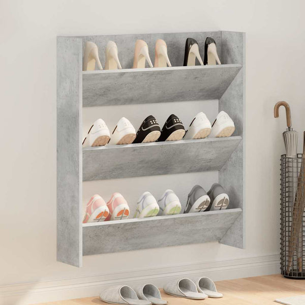 Betongrauer Wand-Schuhschrank 80cm