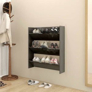Wand Schuhschrank Grau Hochglanz 80cm