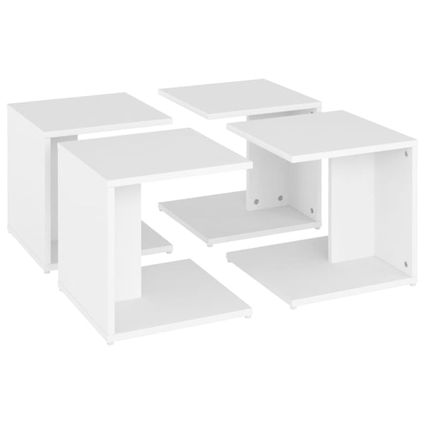 Weiße Couchtische 4er-Set 33x33 cm