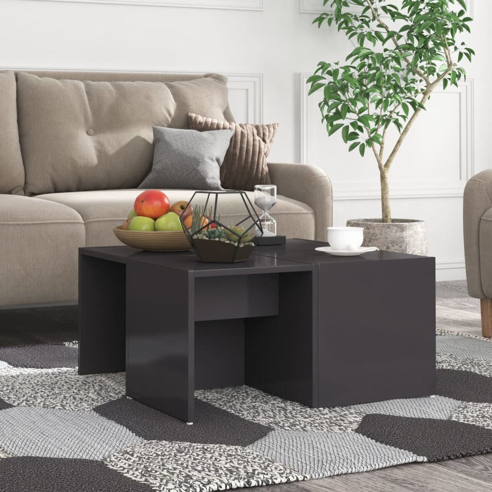 vidaXL Coffee Tables 4 pcs. High Gloss Grey 33x33x33 cm Engineered Wood