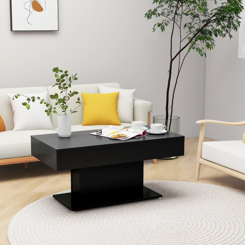 vidaXL Table basse noire 96x50x45 cm en bois d'ingénierie