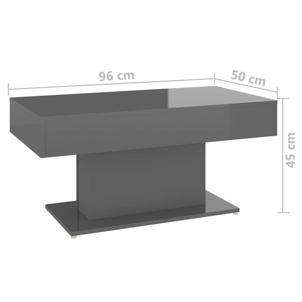 Hochglanz Couchtisch Grau 96x50 cm