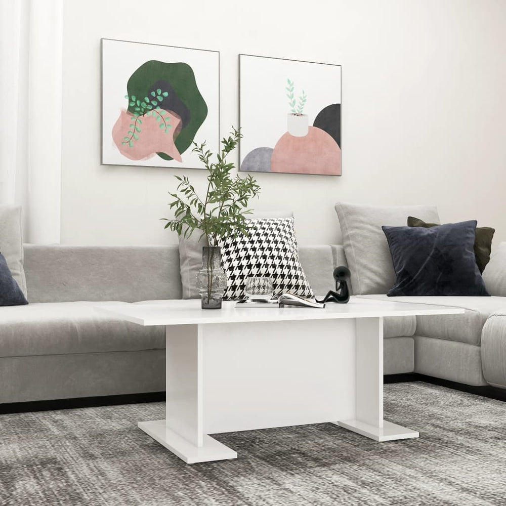 vidaXL Table basse blanche 103,5x60x40 cm en bois d'ingénierie