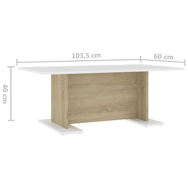 Couchtisch Weiß Sonoma-Eiche 103,5 cm