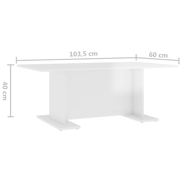 Couchtisch Hochglanz Weiß 103,5 cm