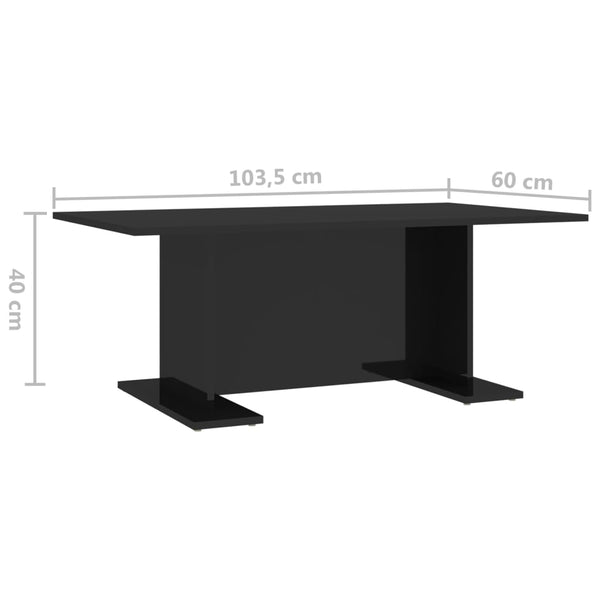 Couchtisch Hochglanz Schwarz 103,5 cm