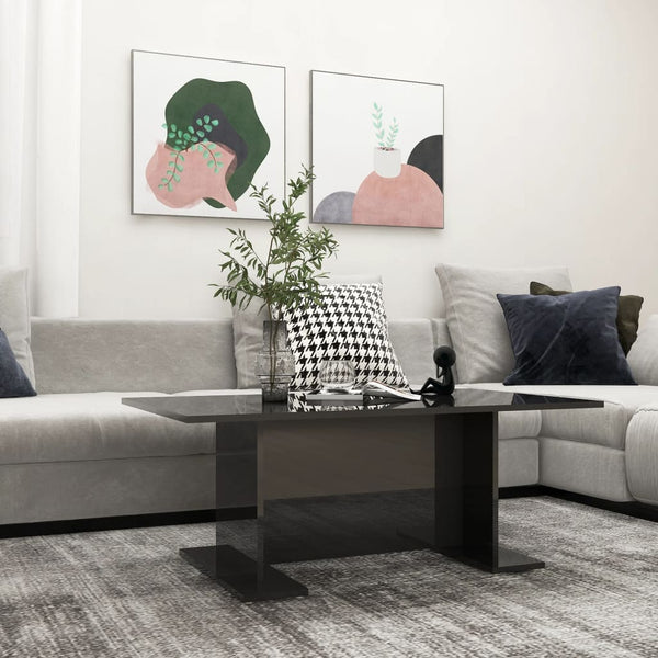 Couchtisch Hochglanz Schwarz 103,5 cm
