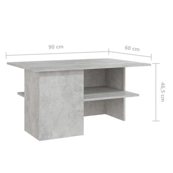 Betongrauer Couchtisch, 90x60 cm
