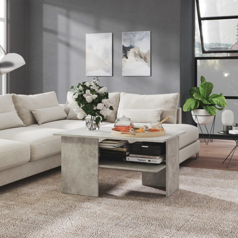 vidaXL Table basse gris béton 90x60x46,5 cm Aggloméré
