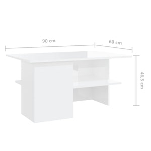 Hochglanz Couchtisch Weiß 90x60 cm