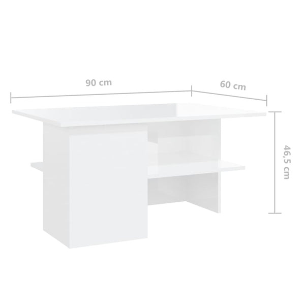 Hochglanz Couchtisch Weiß 90x60 cm