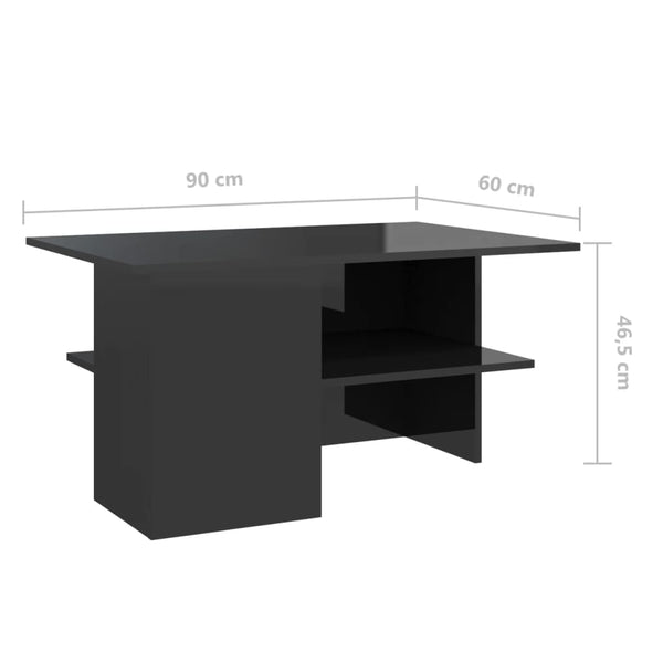 Couchtisch Schwarz Hochglanz 90x60 cm
