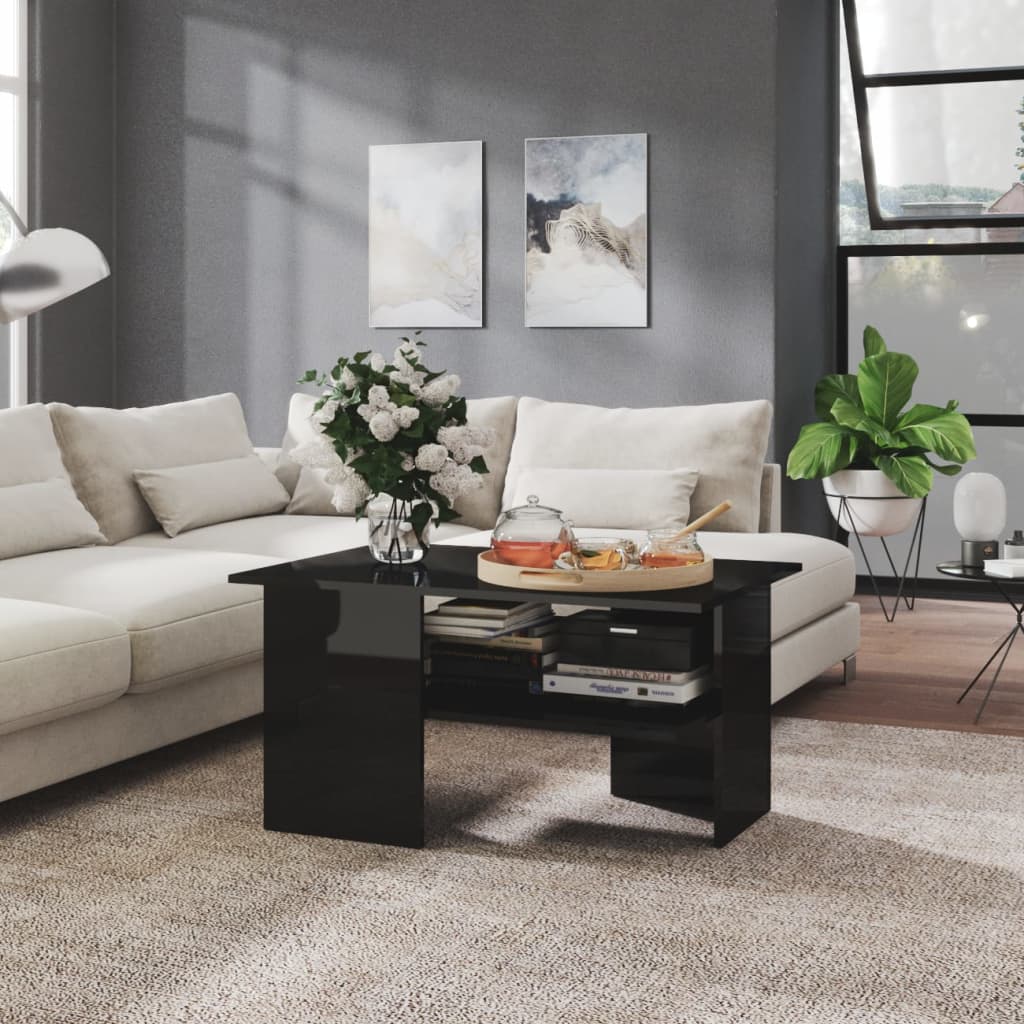 Couchtisch Schwarz Hochglanz 90x60 cm