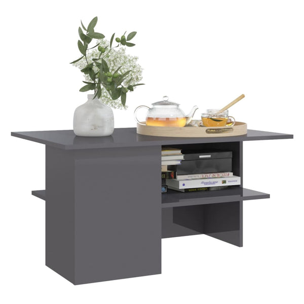 Hochglanz Couchtisch Grau 90x60 cm