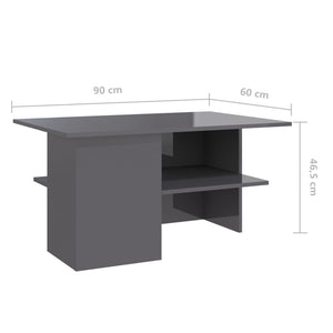 Hochglanz Couchtisch Grau 90x60 cm