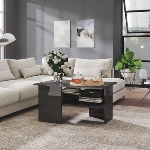 Hochglanz Couchtisch Grau 90x60 cm