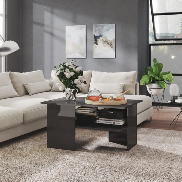 Hochglanz Couchtisch Grau 90x60 cm
