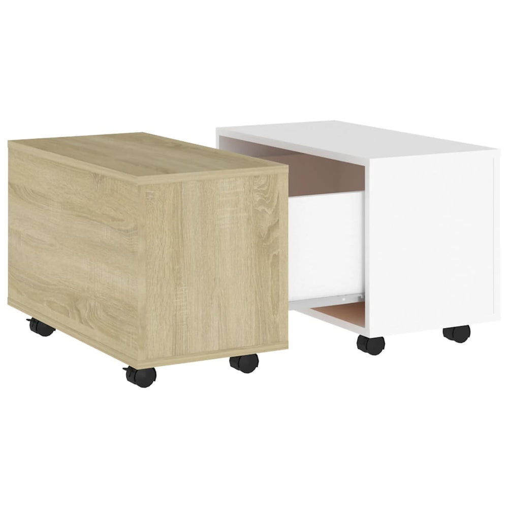 vidaXL Table basse Blanc et chêne Sonoma 60x60x38 cm Bois d'ingénierie