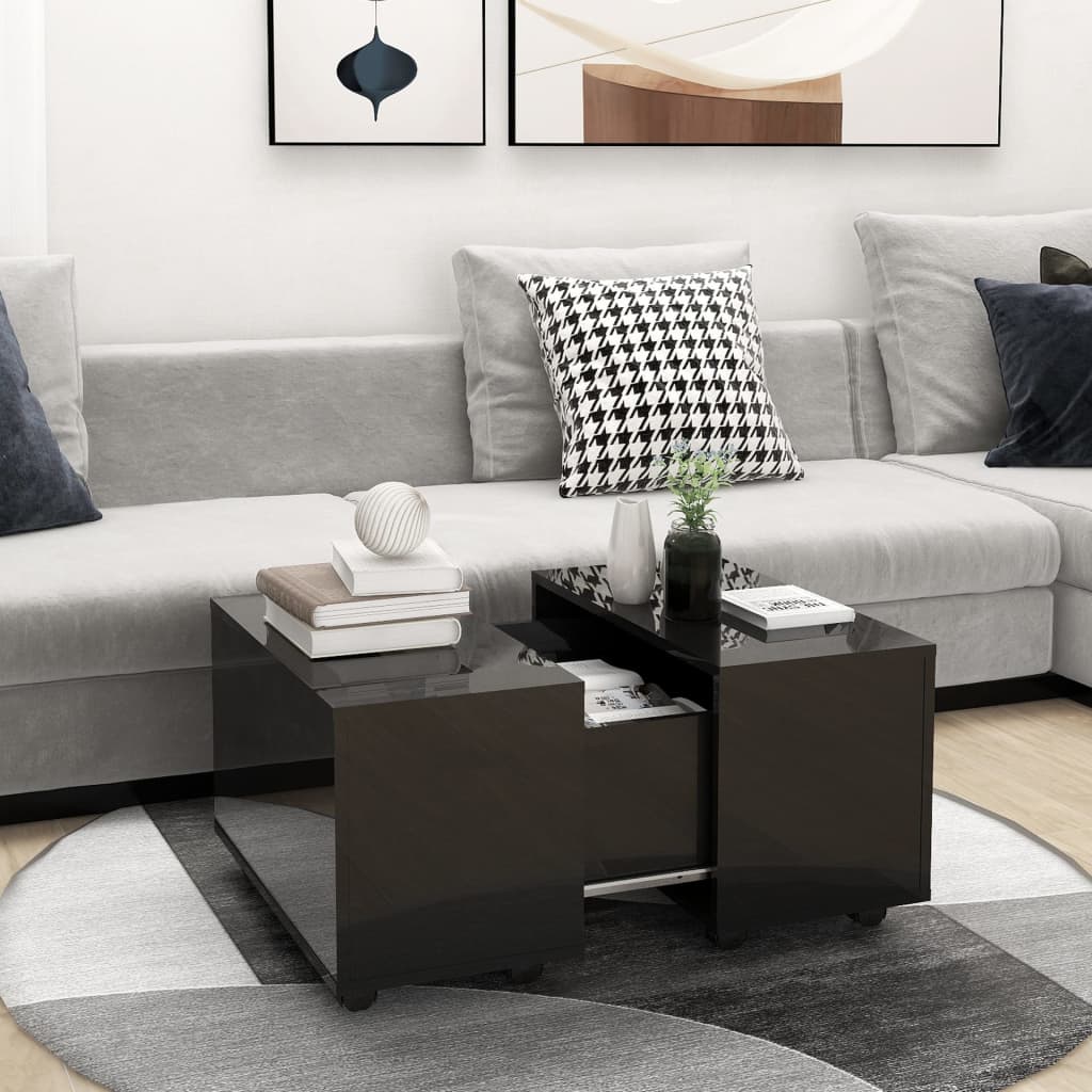 Couchtisch Hochglanz Schwarz 60x60 cm
